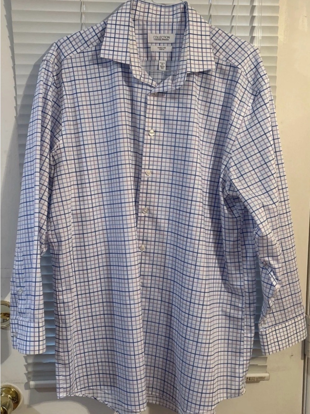 Michael Strahan Collection Men’s Dress Shirt 18 34/35 Regular Fit Checkered